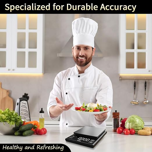 Vitafit 11lb Food Scale, High Accuracy 0.0001lb by Our Professional Scale Factory Since 2001, Digital Kitchen Scale with% Percentage Function for Cooking, Baking & Coffee, Stainless Steel, LED, Black