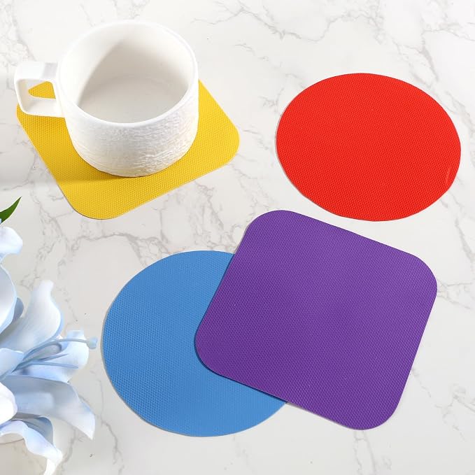 LUTER 4pcs Jar Opener Gripper Pad for Seniors with Weak Hands, Rubber | Multi-function Silicone Bottle Opener Lid Cap Rubber Gripper Pads Kitchen Coasters Gadgets, Blue, Red, Purple, Yellow