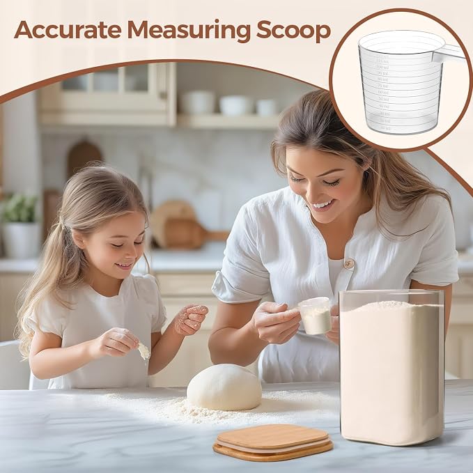 ComSaf Glass Storage Jars with Bamboo Lids 4.6 Qt 2 Pack Large Wide Mouth | Pantry organization, Flour Sugar Coffee Beans, Pasta Cereal Dry Food, 1.2 Gallon, Cabinet Organization, Dry Food Storage