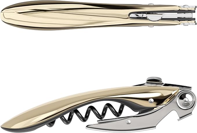 koala 6259dc01 High Tech Two Times Corkscrew, Plastic Stainless Steel Teflon, Gold