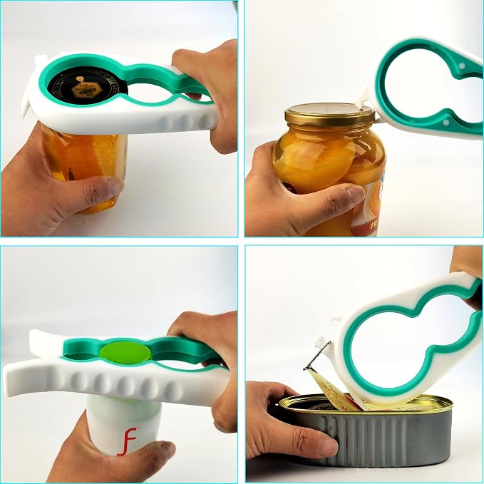 Jar Opener for Weak Hands, 5 in 1 Bottle Opener for Seniors with arthritis | Multifunctional Adjustable Lid Opener with Non-Slip Rubber Gripper Pad – Effortlessly Opens Jars, Bottles & Pop-Top Cans