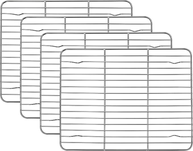 Homikit 4 PCS Cooling Racks for Quarter Sheet Pan, 12"x 9" Oven Baking Rack | Stainless Steel Wire Rack Set for Cooking Roasting Grilling, Heavy Duty Metal Wire Oven Rack for Bacon Bread Pizza Cookies