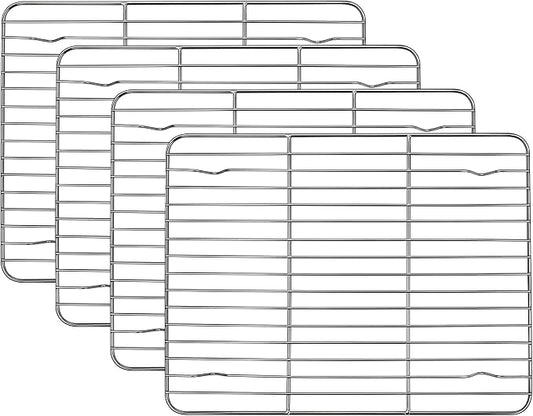 Homikit 4 PCS Cooling Racks for Quarter Sheet Pan, 12"x 9" Oven Baking Rack | Stainless Steel Wire Rack Set for Cooking Roasting Grilling, Heavy Duty Metal Wire Oven Rack for Bacon Bread Pizza Cookies