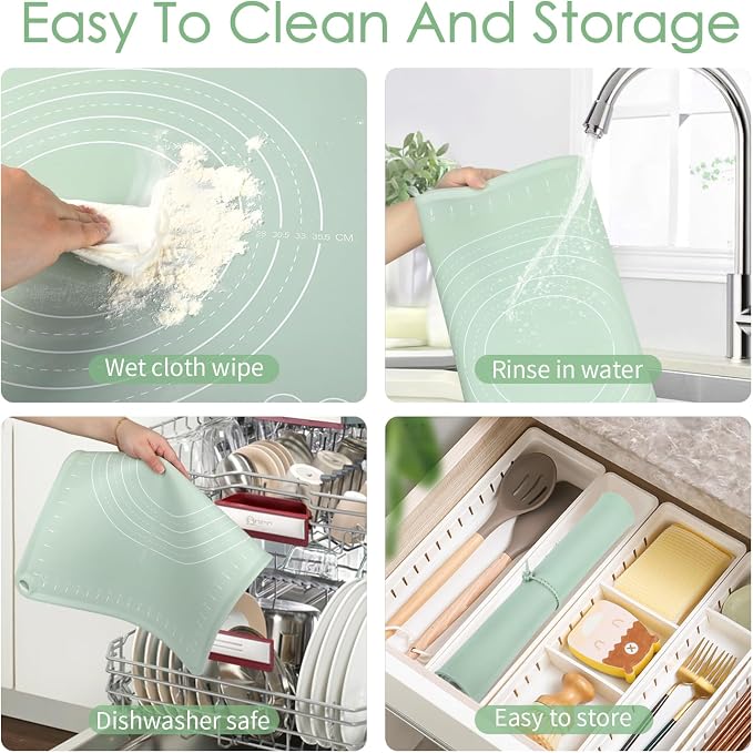 Extra Large Silicone Baking Mat for Countertops, Extra Thick 28" x 20" Non-Slip Pastry Mat with Raised Edges and Measurements, Food-Grade Dough Rolling Sheet for Kneading, Pizza, Bread,Fondant