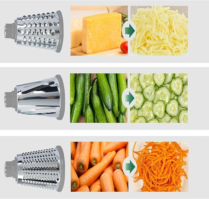 Cheese Grater with Handle,Multifunctional Rotary Cheese Grater,Kitchen Cheese Shredder Can Easily Chop Vegetables,Potatoes,Carrots,Etc.The Suction Cup is Stable and Easy to Clean (white)