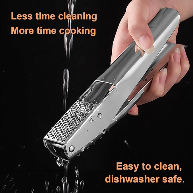 Garlic Press Stainless Steel, Garlic Crusher, Dishwasher Safe | 304 stainless steel, no peeling, ergonomic handles, dishwasher safe, 5 cm chamber