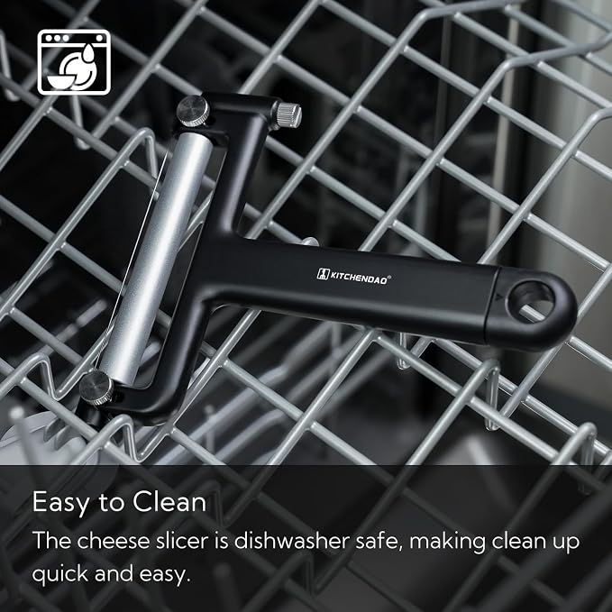 KITCHENDAO Adjustable Wire Cheese Slicer Cutter, 50% Stronger Wires with 2nd Gen Wire Fixing Mechanism, Adjustable Hand-Held Wire Cheese Cutter, Quick Replacement, Dishwasher Safe, with 3 Extra Wires