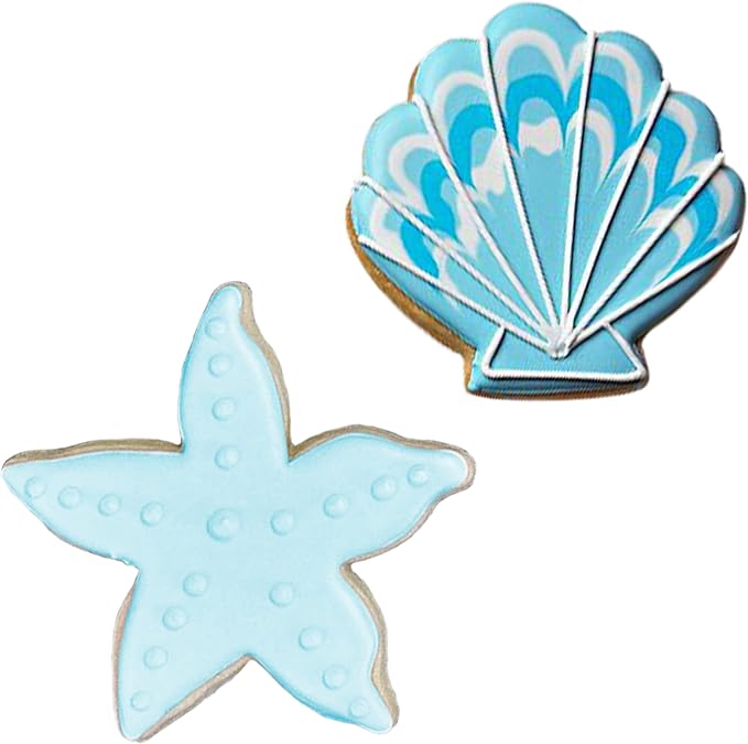 Ann Clark Beach Cookie Cutter 2-Pc. Set Made in USA, Starfish and Seashell