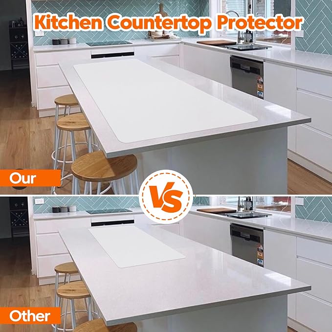 Extra Large Silicone Mat, 96”x36” Heat Resistant Mats for Countertop, Cuttable Waterproof Kitchen Counter Mat, Multipurpose Countertop Protector Mat, Silicone Mats for Kitchen Counter (Translucent)