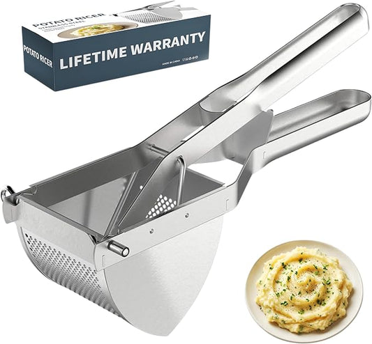 Heavy Duty Potato Ricer Stainless Steel, 23 Oz Large Capacity Press for Mashed Potatoes, Dishwasher Safe Hand Ricer for Smooth Lump-Free Mash, Vegetable Puree Maker for Baby Food