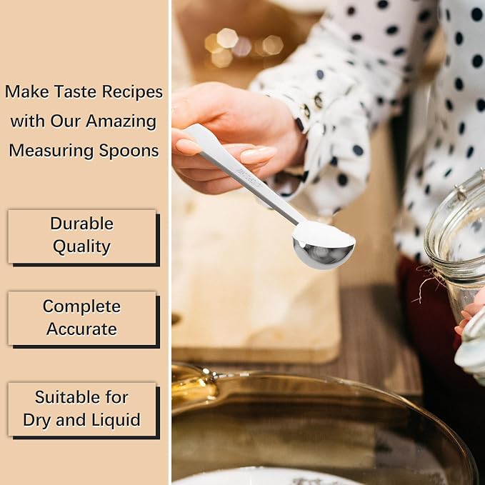 2PCS 1/2 Tablespoon(1/2tbsp, 1-1/2tsp, 7.5 ml) Single Measuring Spoon, Extra-long Handle Individual Measure Scoop, Stainless Steel Spoons Only