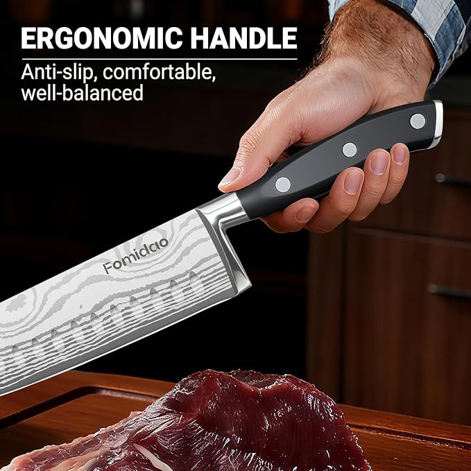 Santoku Knife 7 Inch, Razor Sharp Santoku Knife Set, High Carbon Steel Japanese Chef Knife, Professional Kitchen Knife Set with Full Tang Handle Design for Home Kitchen Coooking