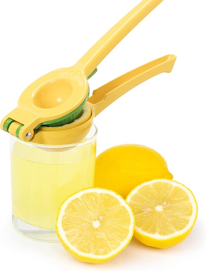 OGGI Combo Citrus Press- Aluminum Manual Citrus Juicer w/Non-Stick Coating, Ideal Hand Juicer, this Citrus Squeezer is a Great Addition to Your Kitchen Accessories, Yellow