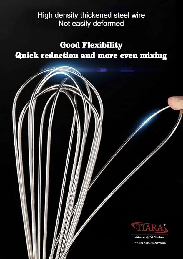 TIARA - Piano 3pc Whisks for Cooking, 3 Pack Stainless Steel Whisk for Blending, Whisking, Beating and Stirring, Enhanced Version Balloon Wire Whisk Set (7+8+10)inch