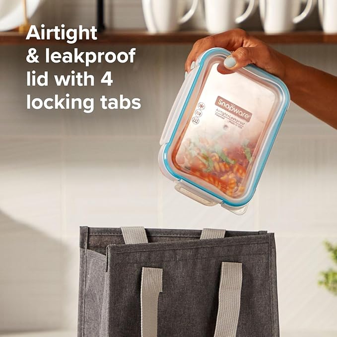 Snapware Glass Total Solutions (12-Pack) Food Storage Containers Set | Airtight & leakproof plastic locking BPA-free lids, freezer, dishwasher, microwave safe