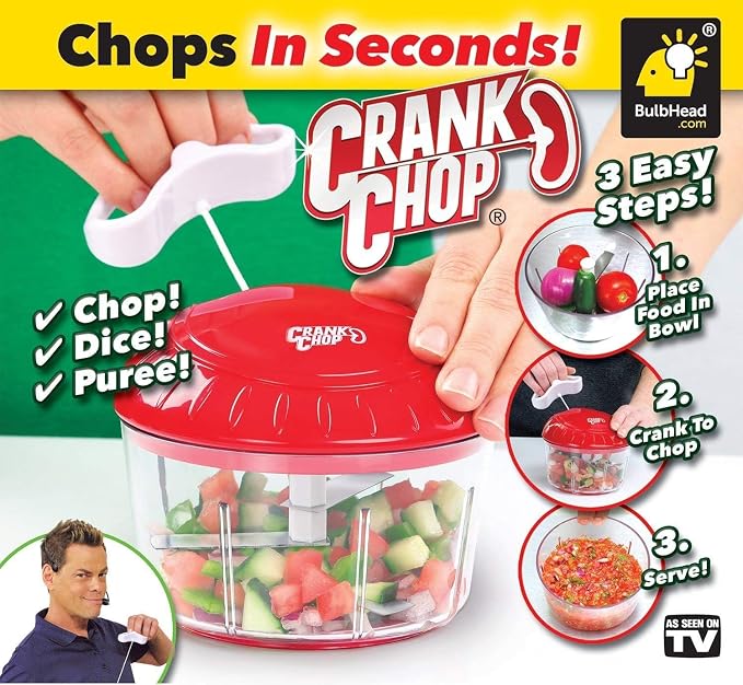 Food Chopper and Processor Original - Chop Dice Puree Vegetables Onions Tomatoes Garlic Meats and Nuts in Just Seconds for Delicious Meals - Perfect for Homemade Salsa