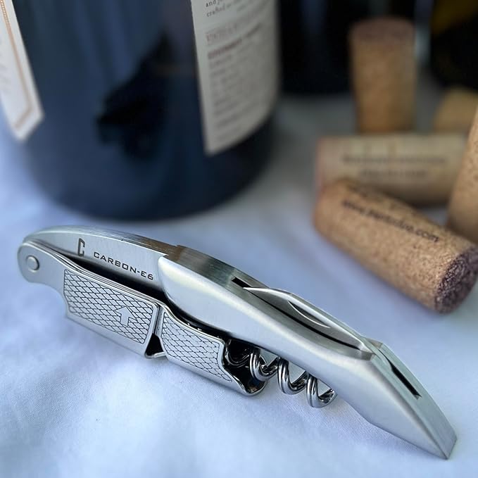 [3-Pack] CARBON-E6 Premium-Grade Waiter's Corkscrew Wine Bottle Opener (The ultimate wine key for bartenders, servers, sommeliers, connoisseurs, enologists, and all wine enthusiasts)