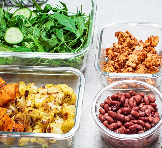 M MCIRCO 30 Piece Extra Large Glass Food Storage Containers with Lids, Blue | Glass Meal Prep Containers,Airtight Lunch Containers with Lids, Microwave, Oven, Freezer and Dishwasher Friendly, BPA Free