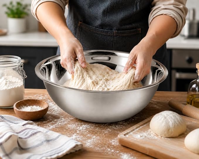 YBM HOME 1.5 Quart Stainless Steel Premium Mixing Bowl – Heavy Duty Deep Prep Bowl for Baking, Cooking, Dough Mixing, Salad Serving & Commercial Kitchen Use