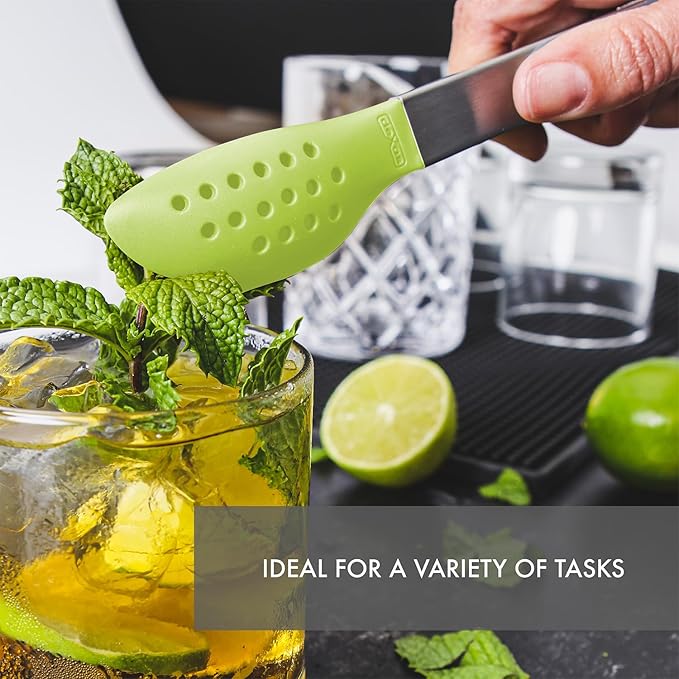 Dexas Spoon & Strain Tongs with Gravity open & Close Operation, 12", Green