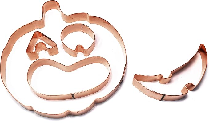 Halloween Jack-o’-Lantern Cookie Cutter Set, 5-Piece 5.5" Copper Pumpkin Shape, USA-Made