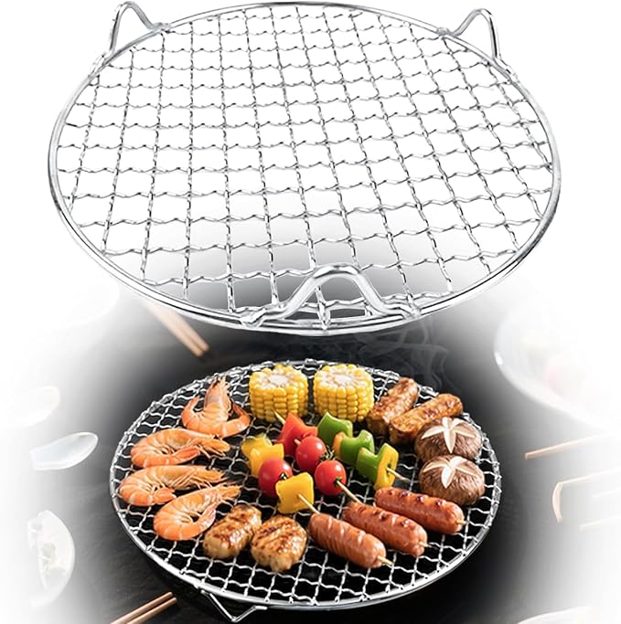Round BBQ Grill Rack Cooling Rack 304 Stainless Steel Heavy Duty Wire Racks with Feet for Baking Cooking Grilling Fits Air Fryer Pressure Cooker Stockpot Round Cake Pan (15 Inch)