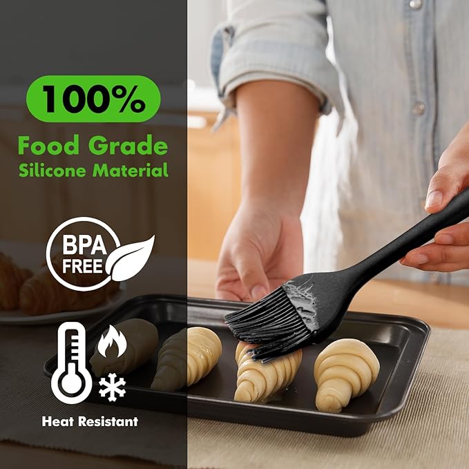 HOTEC Heat Resistant Silicone Basting Pastry Brushes BPA Free, Dishwasher safe, Easy to clean