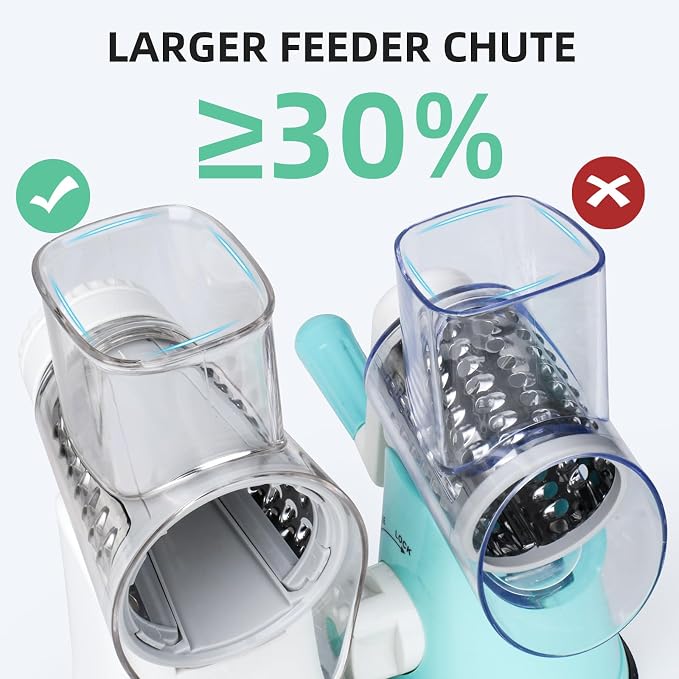 5 in 1 Rotary Cheese Grater, Manual Hand Crank Cheese Grater With Reinforced Suction & 5 Interchangeable Blades, Multifunctional Cheese Shredder, Easy to Use and Clean, White