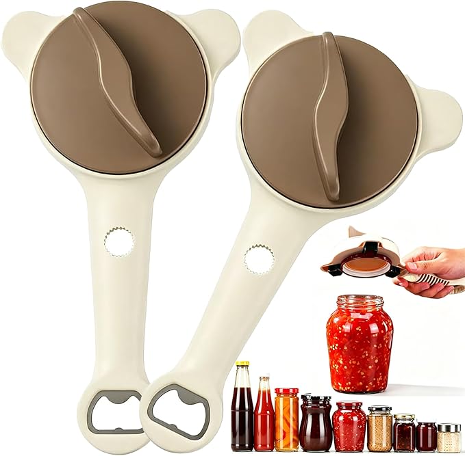 4-in-1 Adjustable Jar Opener for Seniors with Arthritis (Beige 2-Pack‌)
