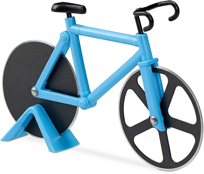 Relaxdays Stainless Steel Pizza Cutter, Funny Pizza Wheel Cutter with Cutting Wheels – Cutter for Pizza & Pastry, Blue