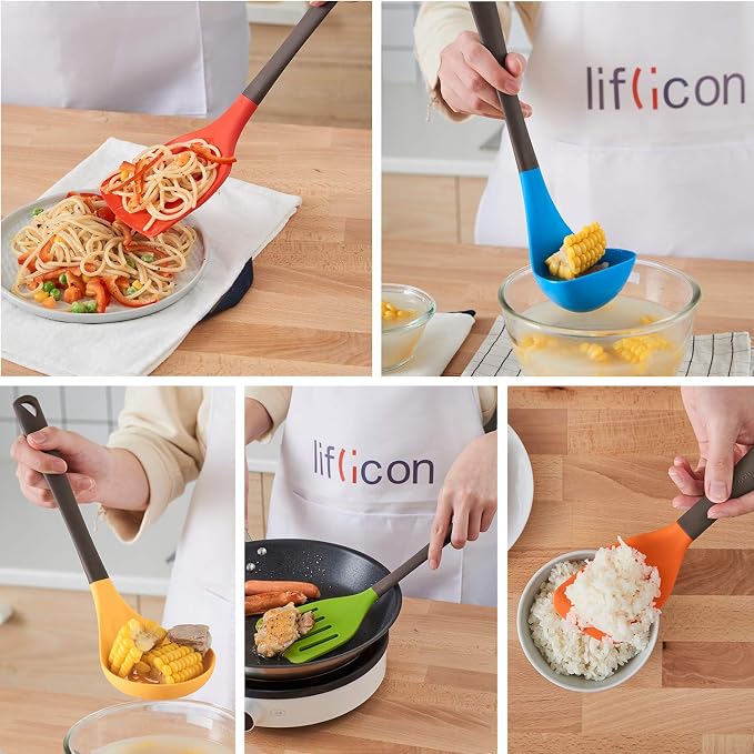 Liflicon Silicone Spatula Set, 12 in, Dishwasher Safe