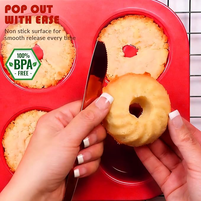 HKNMTT 2Pcs Mini Buntz Cake Pan 6-Cavity Non Stick Baking Molds 3 Shaped | Food-Grade & BPA Free Silicone, Oven Safe, for Baking Cakes, Jelly, Brownie