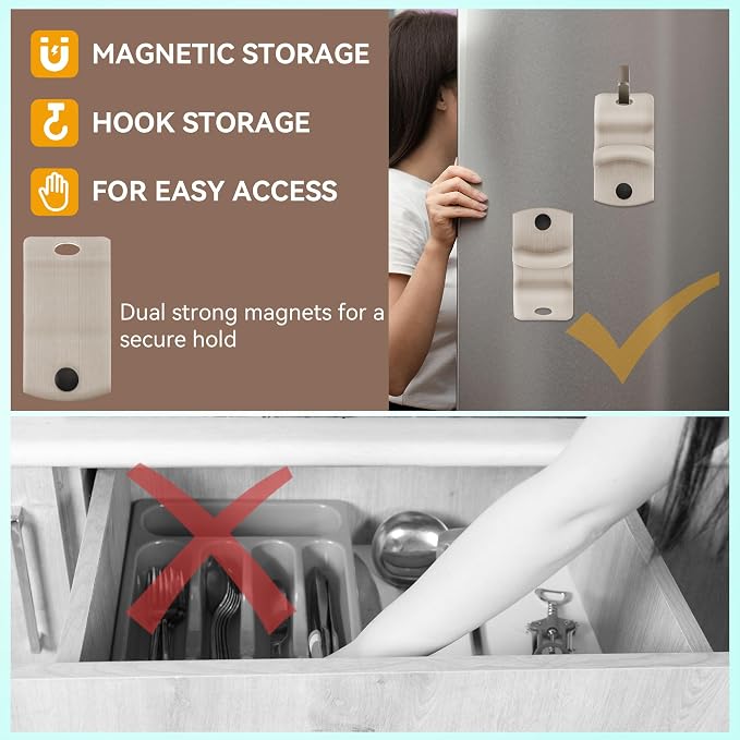 2 Pack Canning Jar Opener with Magnets, Mason Jar Opener For Canning Lids, Regular and Wide Mouth Lids, Powerful Magnet for Easy Refrigerator Storage, Releases Vacuum Seal– Patent Pending(Beige)