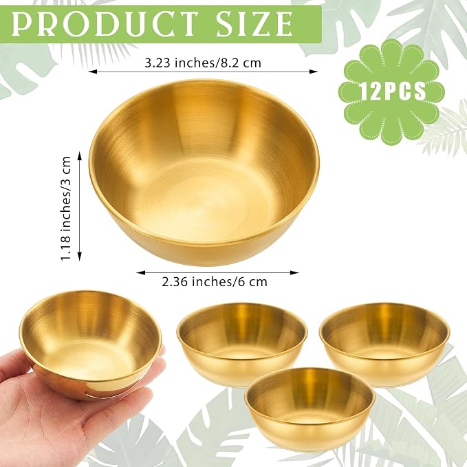 Teenyyou 12 Pcs 3.23 In DIY Face Mask Bowl Stainless Steel Esthetician Facial Mask Bowl Small Facial Esthetician Supplies for Women Skincare Products Lady Home Salon Cosmetic Beauty (Gold)