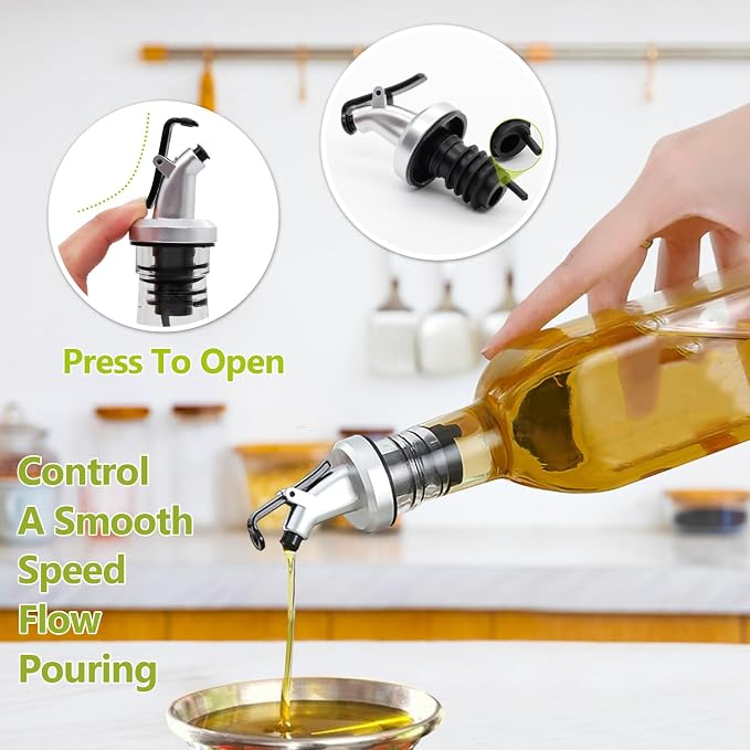 Showvigor Olive Oil Dispenser Bottles, 2Pack 17oz/500 ml Square Glass Tall Oil Bottles with 4 Labels, 2 Pourers and 1 Funnel