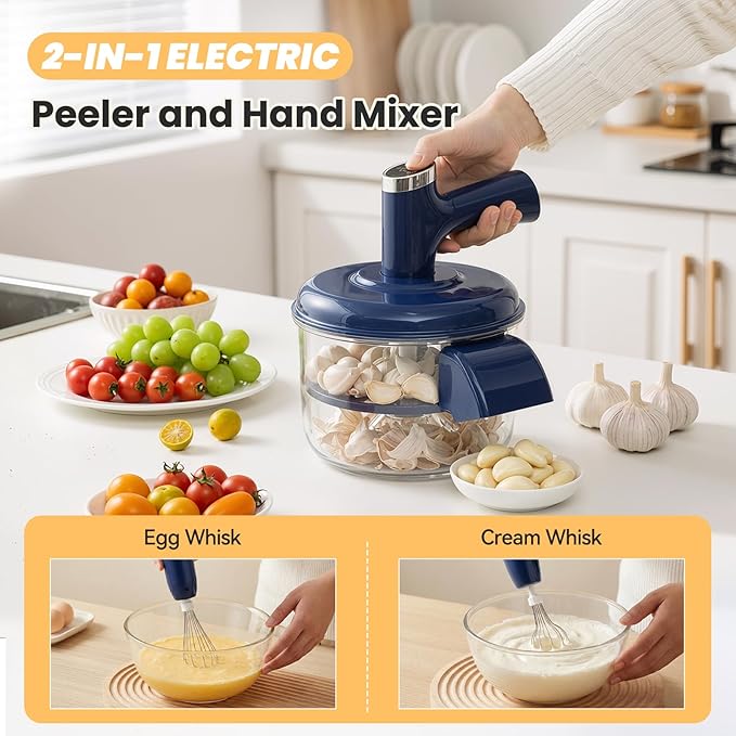 Electric Grape Garlic Peeler Machine, Automatic Fruit Peelers for Cherry Tomato, Electric Peeling Skin Remover Tool for Small Fruits, Rechargeable, Essential Gadget for Home Kitchen