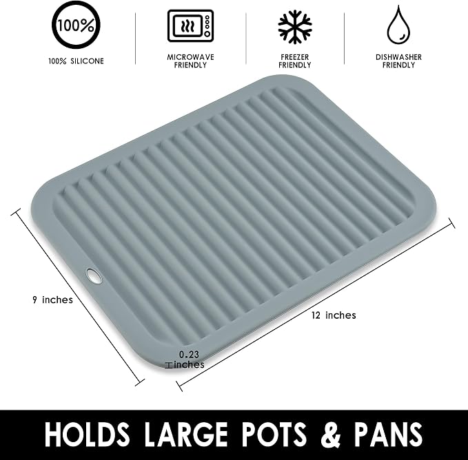 Silicone Trivets for Hot Dishes, Pots and Pans, Hot Pads for Kitchen, Heat Resistant Mat Quartz Countertops, Silicone Mats for Kitchen Counter, Table Pot Holders Trivet mat Set 2 Dark Grey