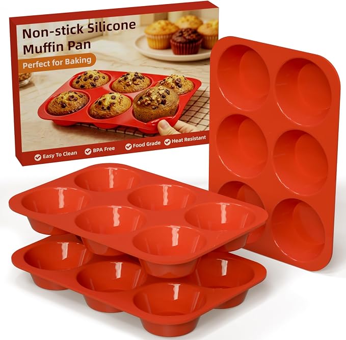 SINBEE Silicone Muffin Pans for Baking - 3 Pack Silicone Molds 6 Cups Nonstick Cupcake Pan for Baking BPA Free Cake Pop Mold Egg Muffins | BPA Free, Cake Pop Mold, Egg Muffins