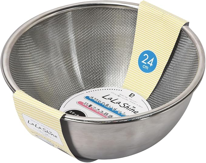 Pearl Metal Colander Bowl Set, 9.4 inches (24 cm), Stainless Steel, Mesh Colander, Graduated Bowl, Dishwasher Safe, Larashine HC-144