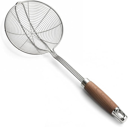 IQCWOOD Spider Strainer Skimmer Stainless Steel, 5.5" | Asian Wire Strainer Ladle Fryer Scoop with Handle for Cooking Frying Pasta Spaghetti Noodle, Kitchen Utensil Dishwasher Safe