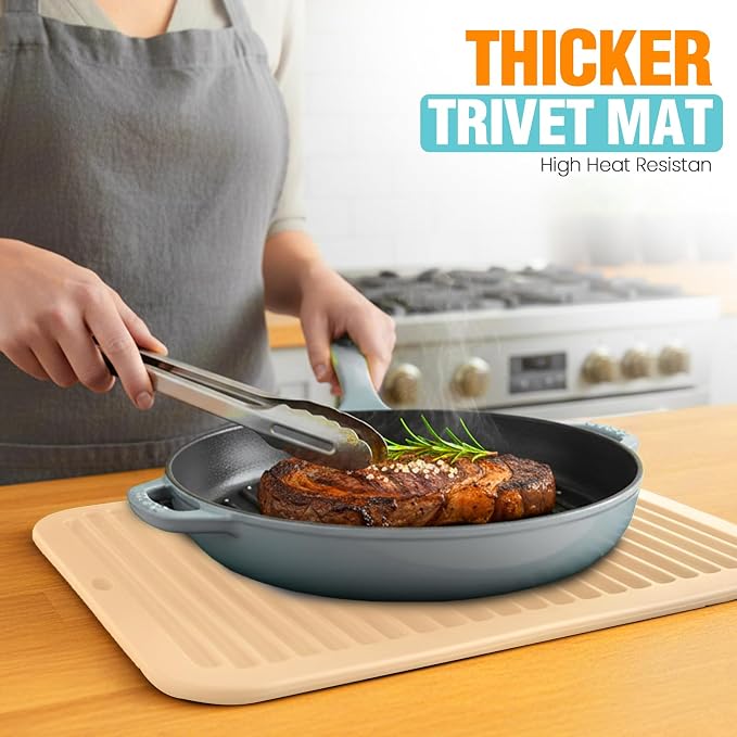 Silicone Trivets for Hot Pots and Pans - 4 Heat Resistant Pot Holders Silicone Trivet Mat Multipurpose Counter Pads (Ivory)