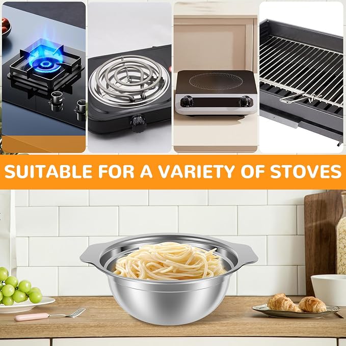 Stainless Steel Colander Microporous Strainers and Colanders with Mixing Bowl Sturdy Rice Strainer Multifunctional Colander Set for Washing and Draining Fruits Vegetables Cooked Pasta (2Pack)