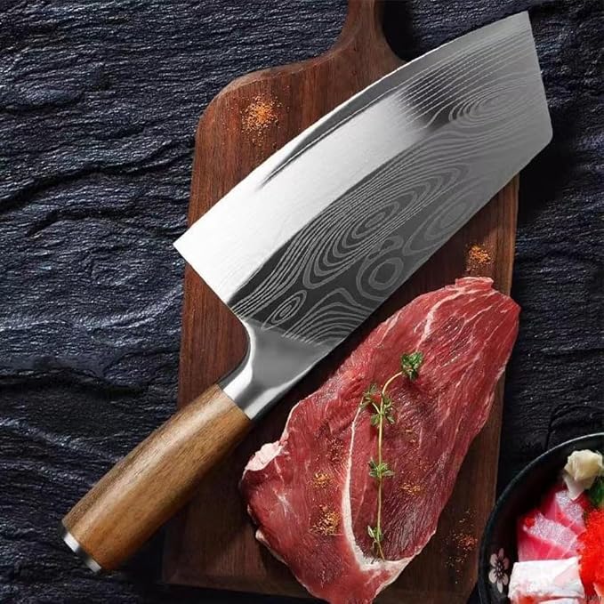 7Inch Meat Cleaver Vegetable Kitchen Knife Meat Cleaver Superior Class Stainless for Kitchen with gift box(German Steel Kitc