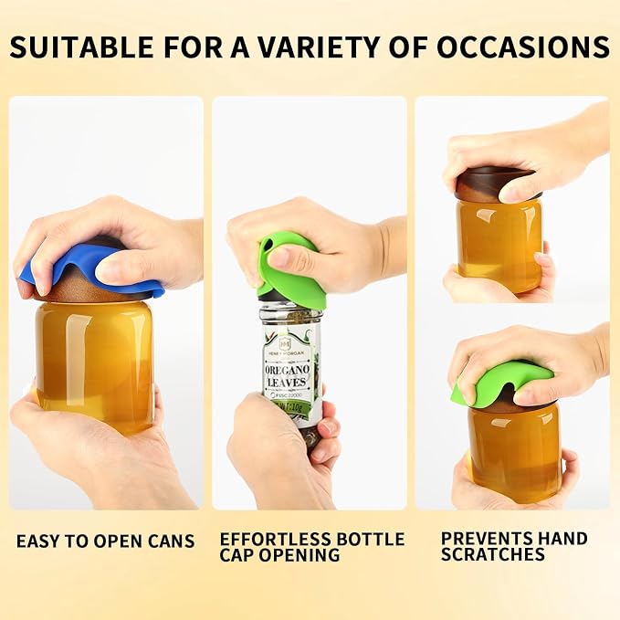 Jar Opener Gripper Pads 4-Pack, 5 Inch Round Silicone Non-Slip Bottle Lid Opener for Easy Opening, Heat-Resistant Cup Coasters, Food-Grade Silicone, Reusable Kitchen Helper