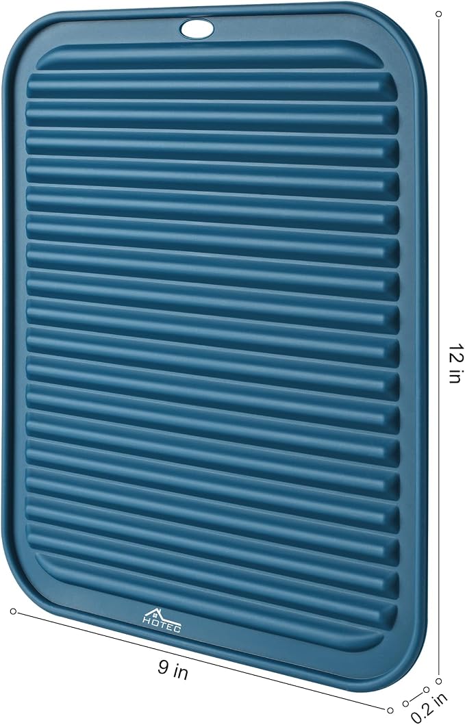 HOTEC BPA Free Silicone Trivets for Hot pots and Pans, 446℉ Heat Resistant for Kitchen Counter Dish Drying Mat, Set of 2 Classic Blue
