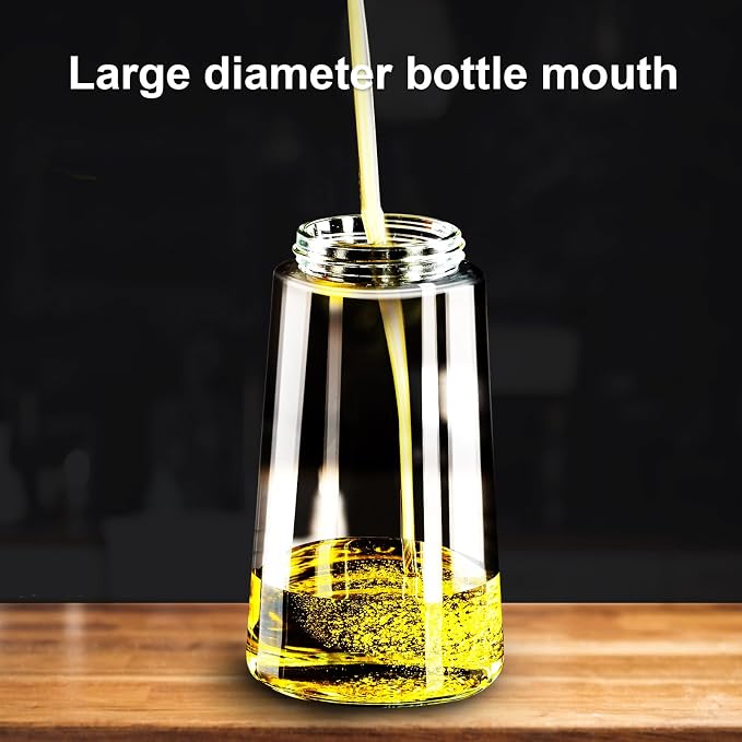 2 in 1 Glass Oil Sprayer & Dispenser,16oz/470ml Olive Cooking, Air Fryer, and Salad, for Kitchen Gadgets and Air Fryer Accessories, w/Stickers (Black)
