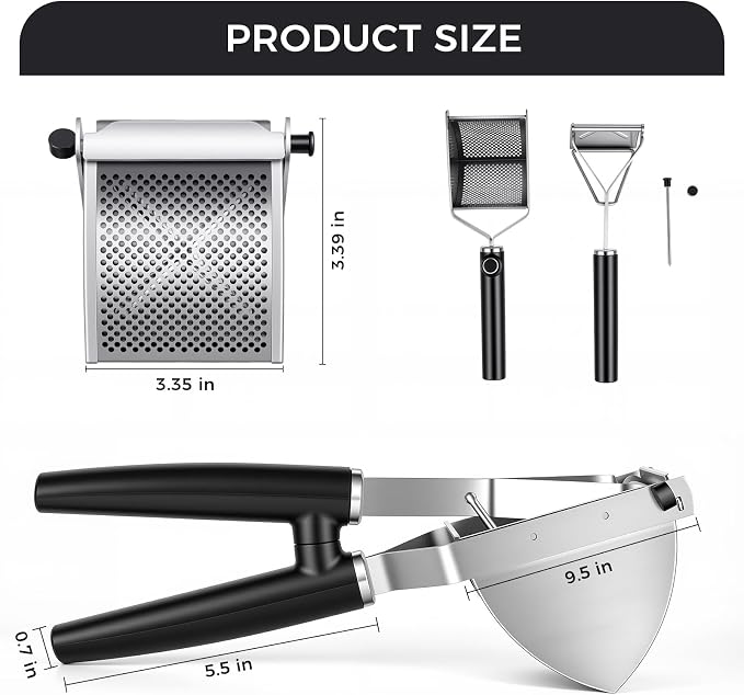 Potato Ricer, LHS Upgraded Stainless Steel Potato Masher, Heavy Duty Large Capacity, for Commercial and Home Use