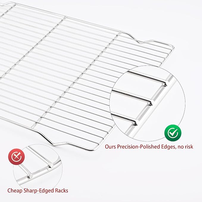 Cooling rack,2-Pack Heavy-Duty Stainless Steel wire rack for cooking (16.5"x11.5") - Oven Baking Wire Rack for Sheet Pans, Bread, Dishwasher Safe & Non-Toxic Metal Grates