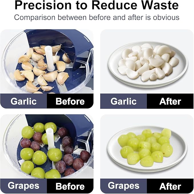 Automatic Electric Peeler for Garlic &Small Fruit, Portable Rechargeable Electric Grapes Peeling Machine for Home,Outdoor Picnic,Commercial Kitchen (Blue)