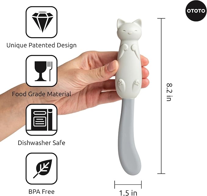 OTOTO Jar Scraper Spatula - Silicone Scraper, Cute Kitchen Accessories, Unique Fun Cooking Kitchen Gadgets for Foodies - BPA-free & 100% Food Safe (Mary Cat)